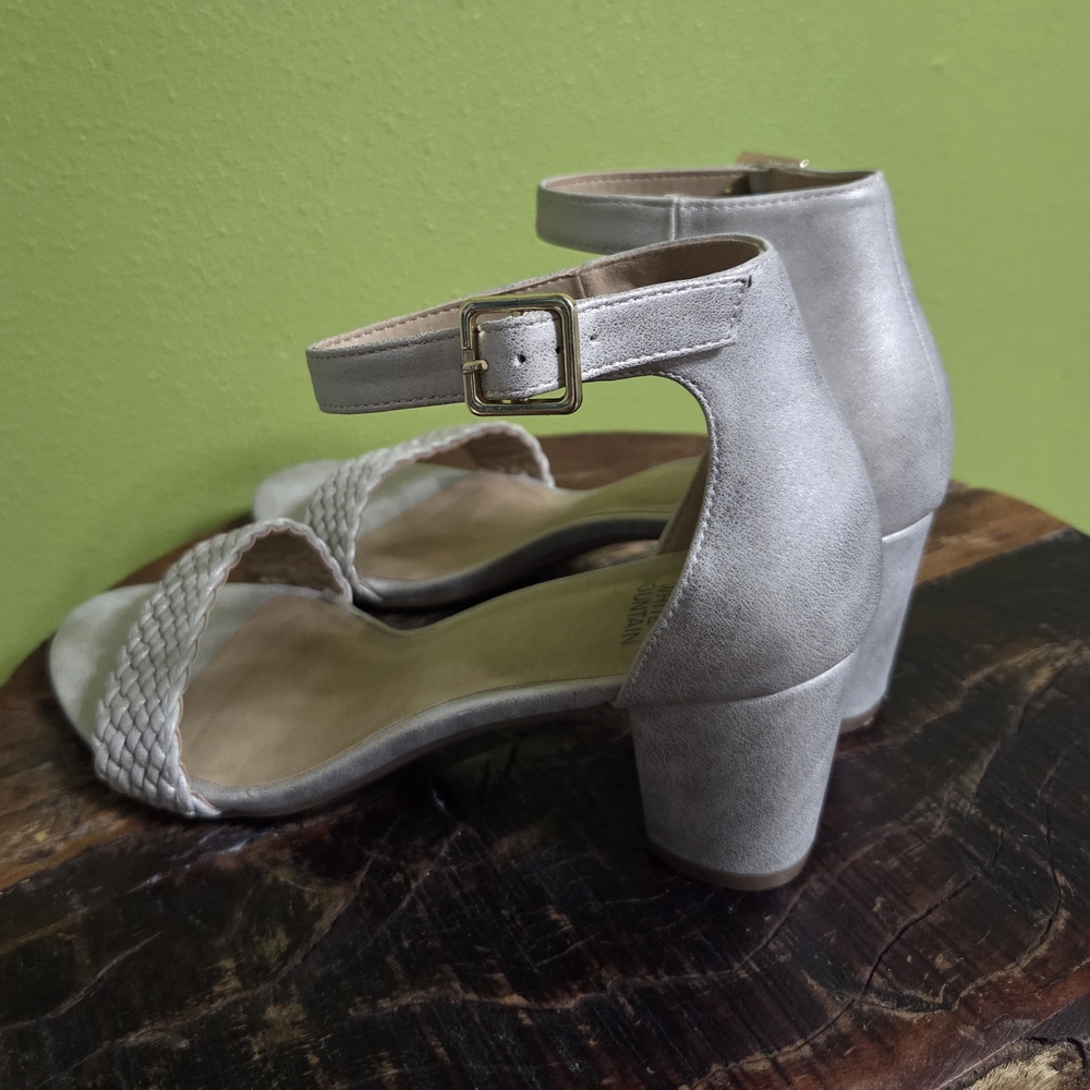 Sole Society Silver Woven Heel Sandals - Picture 2 of 7